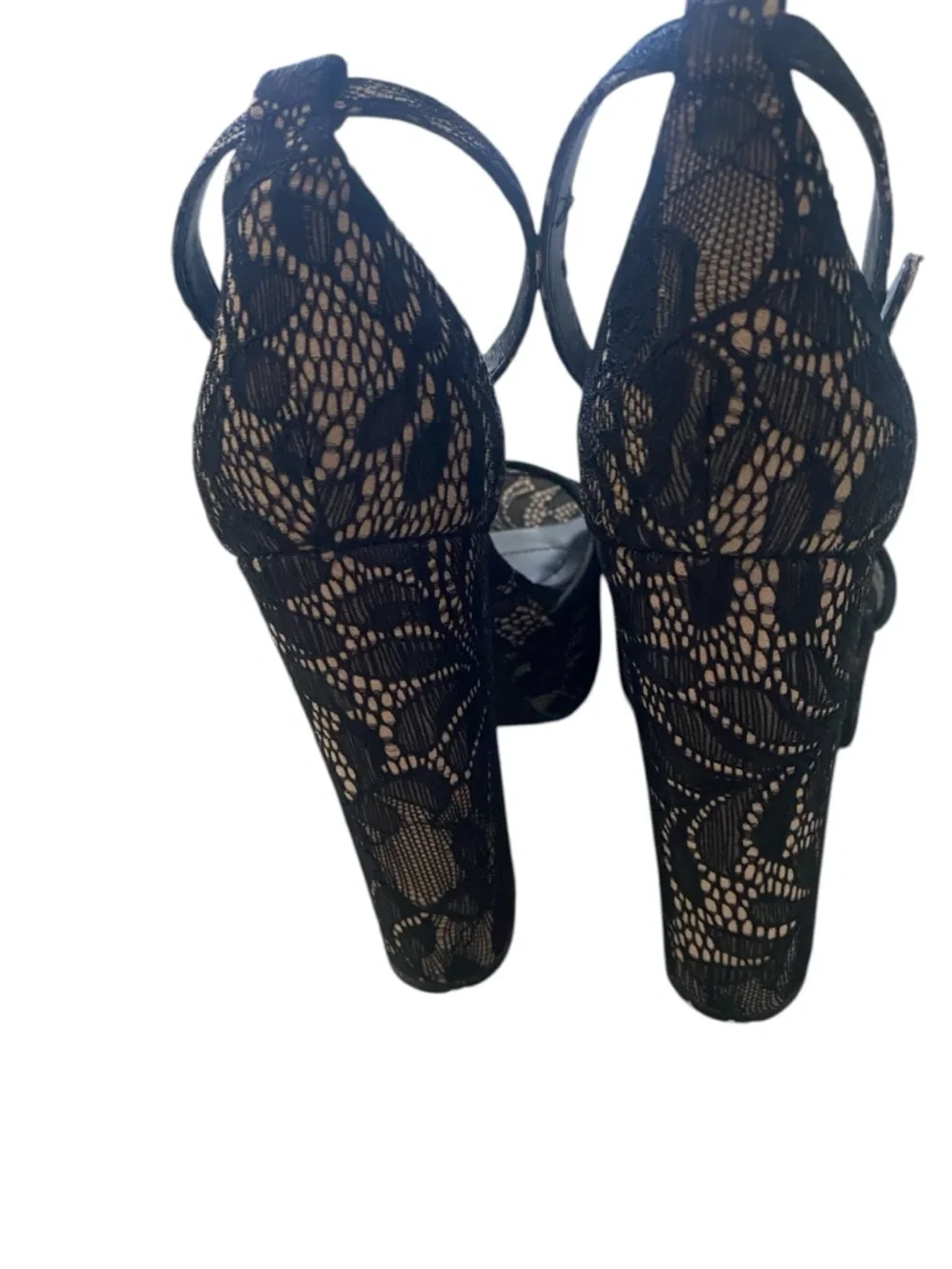 Steve Madden Black Lace Platform Block Heels size 8 1/2 worn once